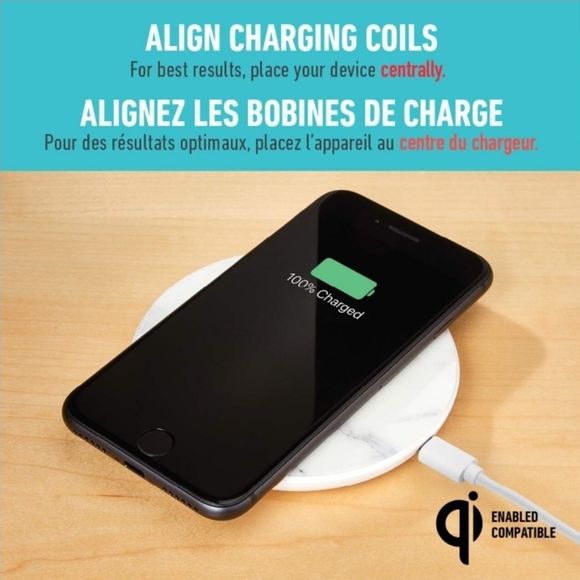 Charging Pad for Qi-Enabled Devices, White Marble - Picture 2 of 5